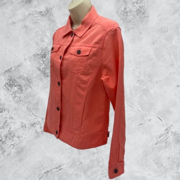 L.L. Bean Women's Orange Linen Cotton Button Up Jacket Size XS - Picture 3 of 8